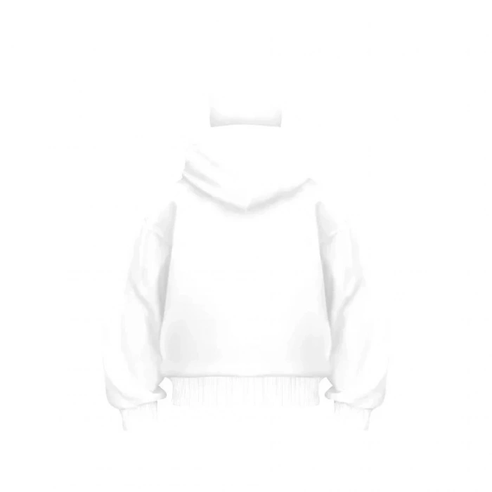 Samuray Ninja Çift Kapşonlu ZIP Fermuarlı Kanguru Cepli Tam Fermuarlı Hoodie Swetshirt - Beyaz