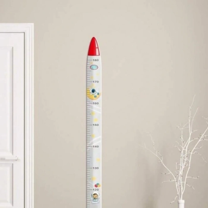 Sevimli Figürlü Çocuk Odası Boy Ölçer Sticker 180 cm