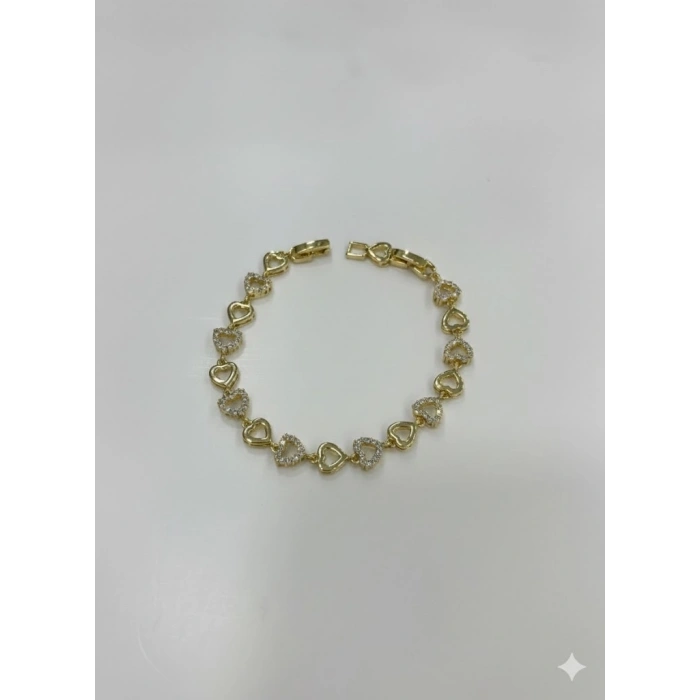 Sıralı Kalp Taşlı Cm Bileklik