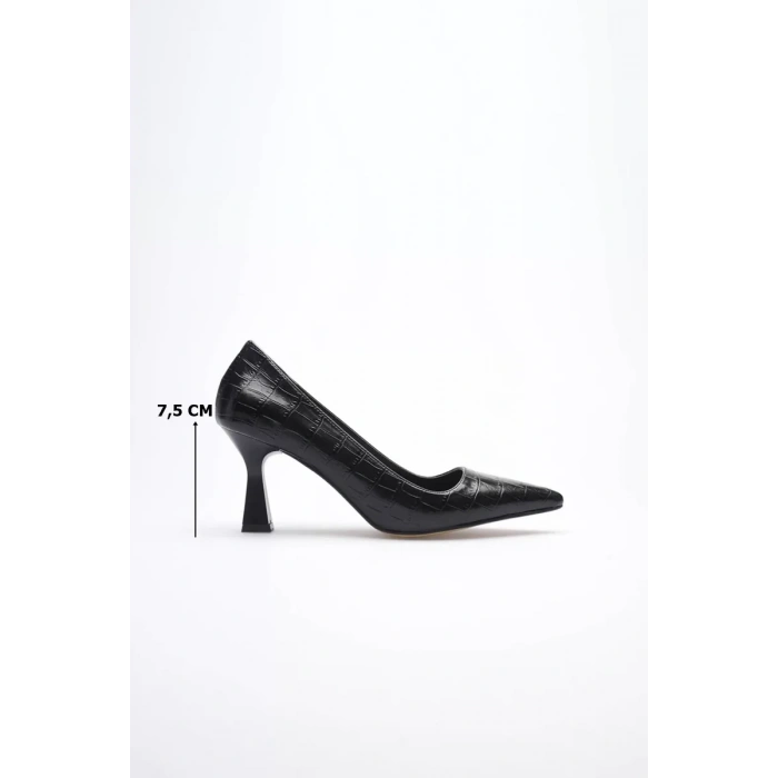 Siyah Kroko Topuklu Kadın Stiletto TR20MS02F
