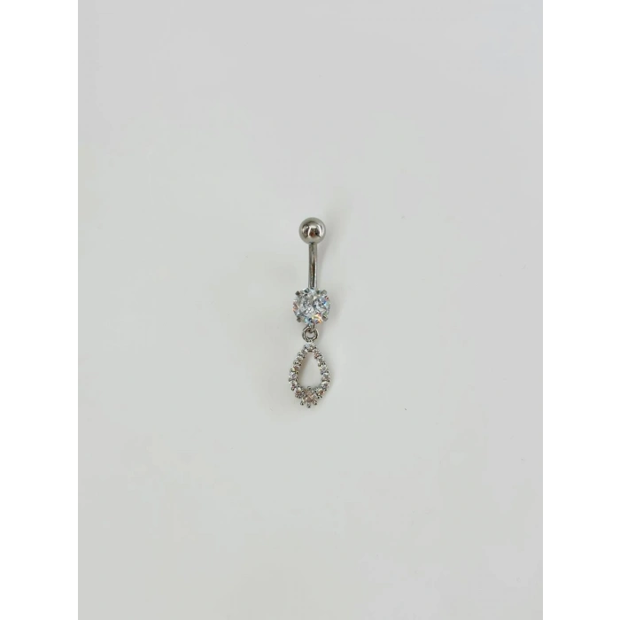Taşlı Su Damlası Detaylı Göbek Piercing