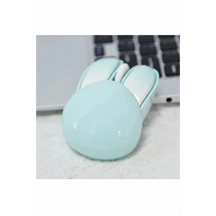 Tavşan Figürlü Kablosuz Mouse Pil Dahil Etiket Hediyeli Mavi