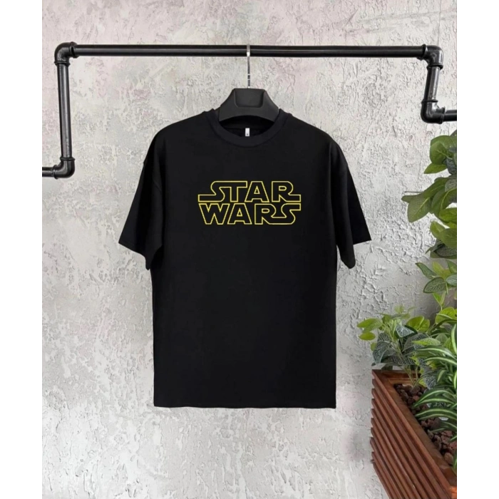 Unisex Bisiklet Yaka Kısa Kol Baskılı Çocuk T-Shirt - Siyah