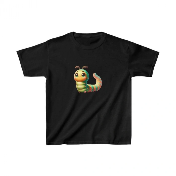 Unisex Çocuk Baskılı T-Shirt - Siyah