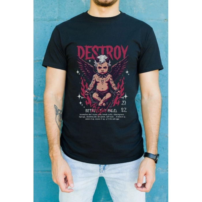 Unisex Oversize 24/1 Penye DTF Baskılı Tişört - DTF106
