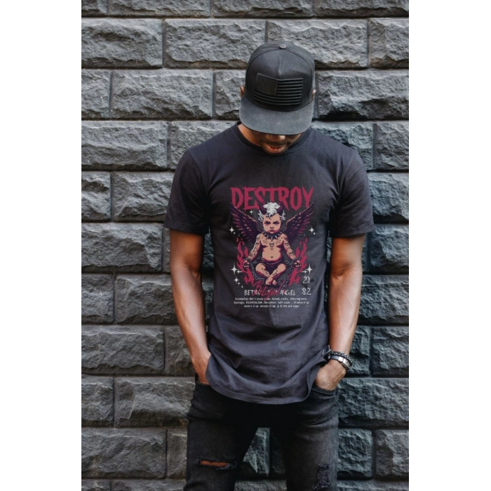 Unisex Oversize 24/1 Penye DTF Baskılı Tişört - DTF106