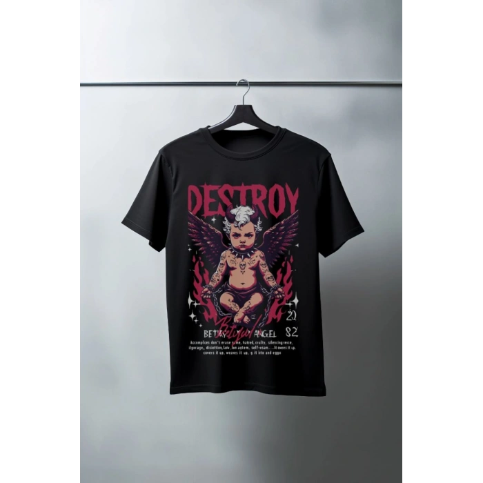 Unisex Oversize 24/1 Penye DTF Baskılı Tişört - DTF144