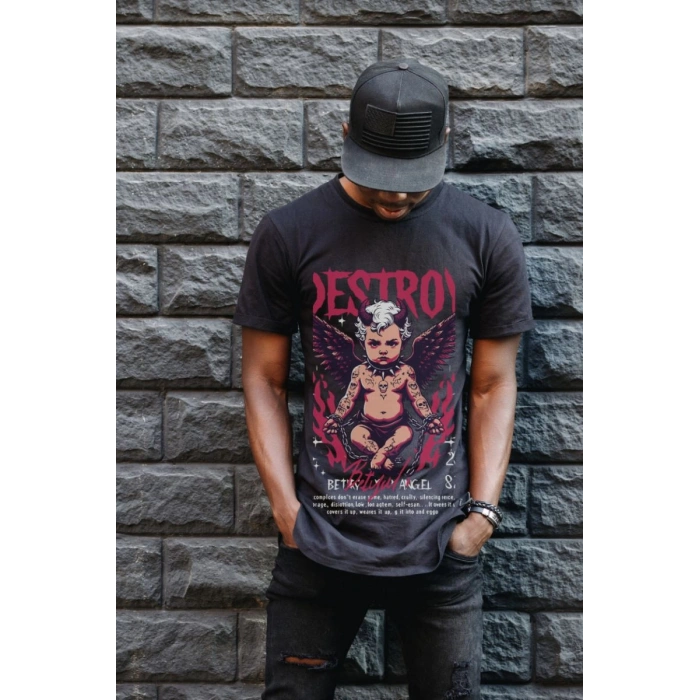 Unisex Oversize 24/1 Penye DTF Baskılı Tişört - DTF144