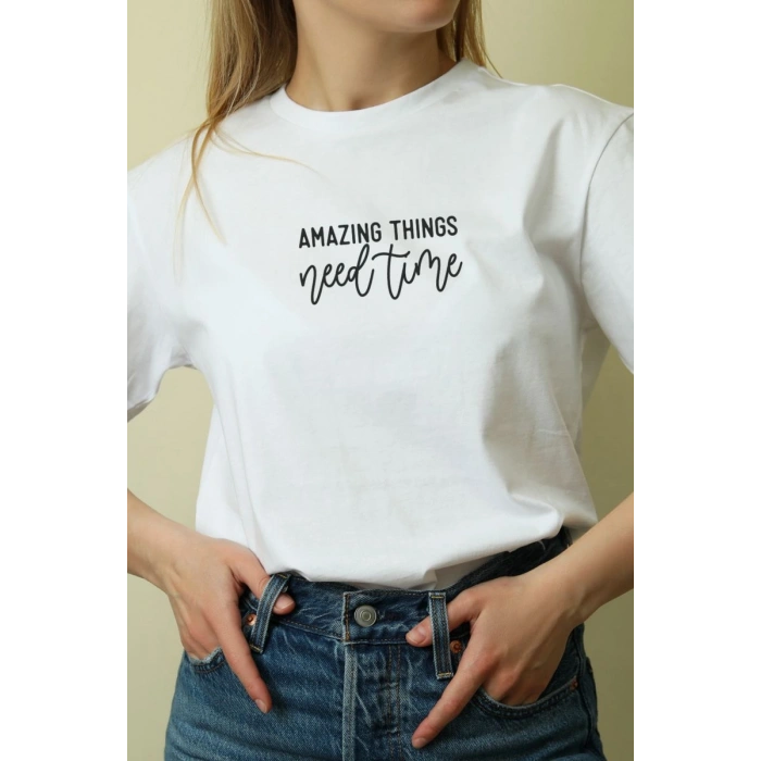 Unisex Oversize 24/1 Penye DTF Baskılı Tişört - DTF196