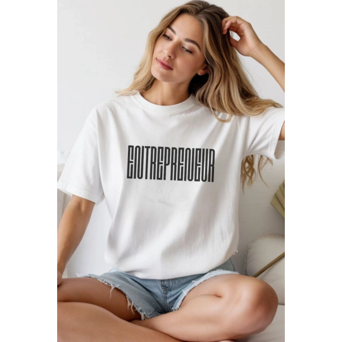 Unisex Oversize 24/1 Penye DTF Baskılı Tişört - DTF232