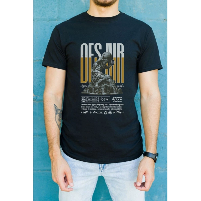 Unisex Oversize 24/1 Penye DTF Baskılı Tişört - DTF74