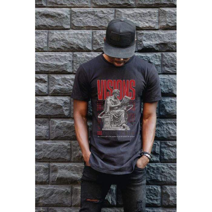 Unisex Oversize 24/1 Penye DTF Baskılı Tişört - DTF77