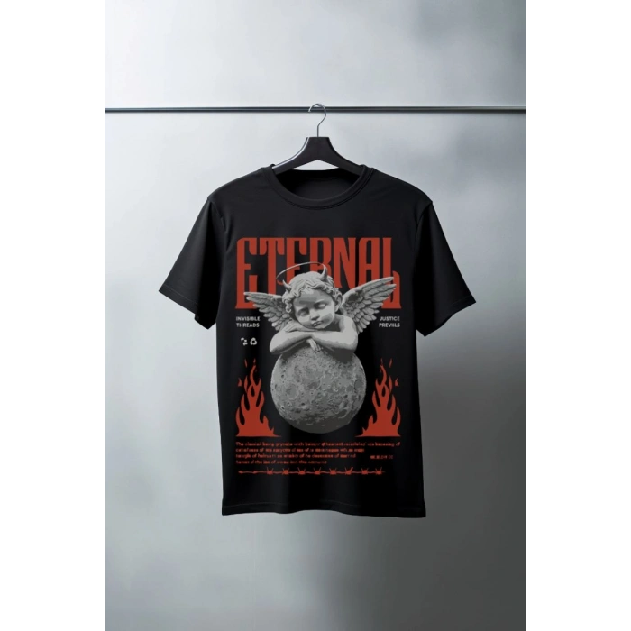 Unisex Oversize 24/1 Penye DTF Baskılı Tişört - DTF86
