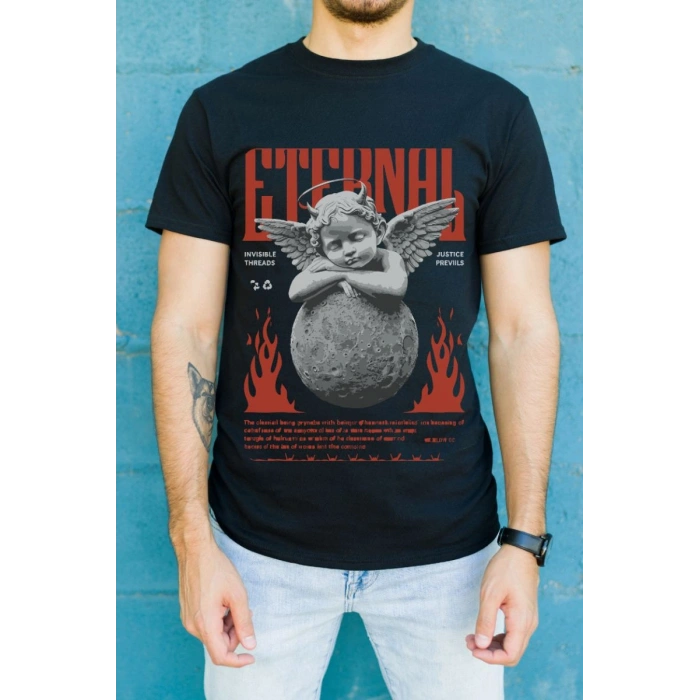 Unisex Oversize 24/1 Penye DTF Baskılı Tişört - DTF86