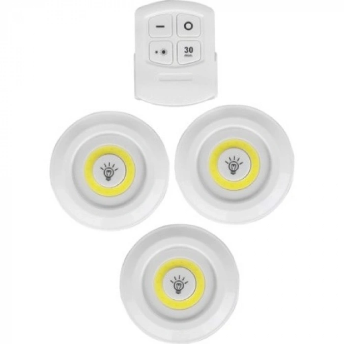 Uzaktan Kumandalı Yapışkanlı 3lü Led Spot Lamba