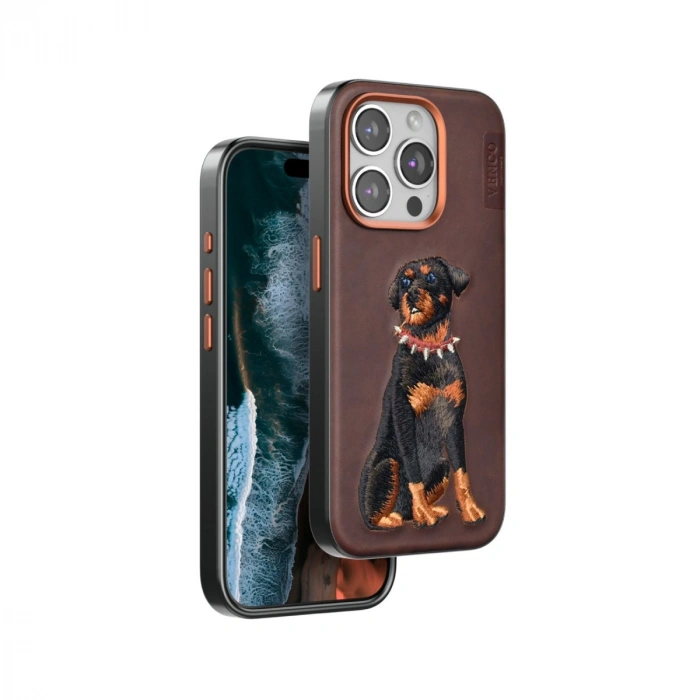 Venco İphone 15 Pro Perma Desenli Kapak - Koyu Kahve