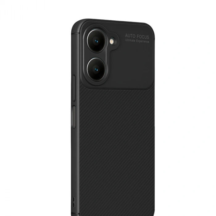 Vivo Y18 Kılıf Auto Focus Karbon Kapak - Siyah