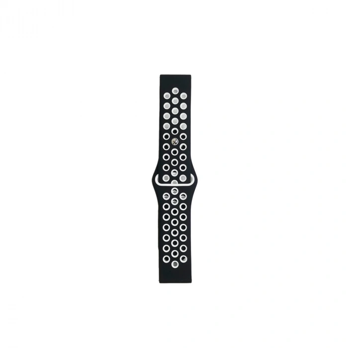 Watch 20mm Spor Delikli Kordon (saat Değildir) - Siyah-beyaz