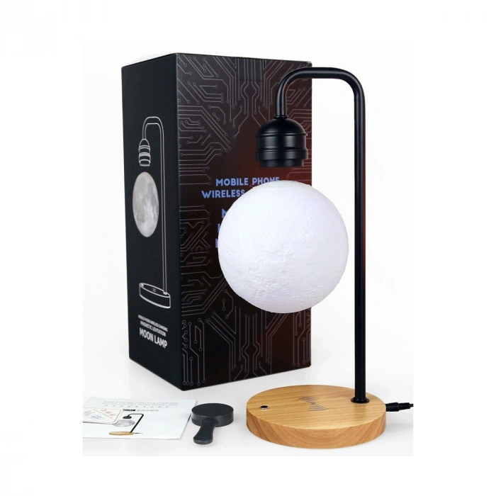 Xf02 Ay Görünümlü Kablosuz Şarj Özellikli Gece Lambası - Siyah