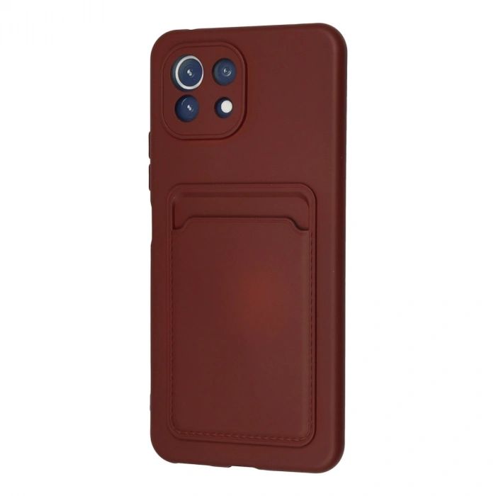 Xiaomi Mi 11 Lite Kılıf Kelvin Kartvizitli Silikon - Bordo