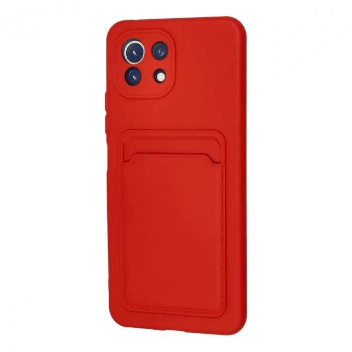 Xiaomi Mi 11 Lite Kılıf Kelvin Kartvizitli Silikon - Kırmızı
