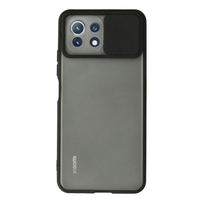 Xiaomi Mi 11 Lite Kılıf Palm Buzlu Kamera Sürgülü Silikon - Siyah