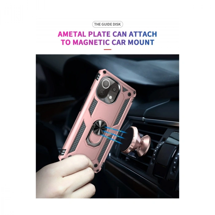 Xiaomi Mi 11 Lite Kılıf Sofya Yüzüklü Silikon Kapak - Rose