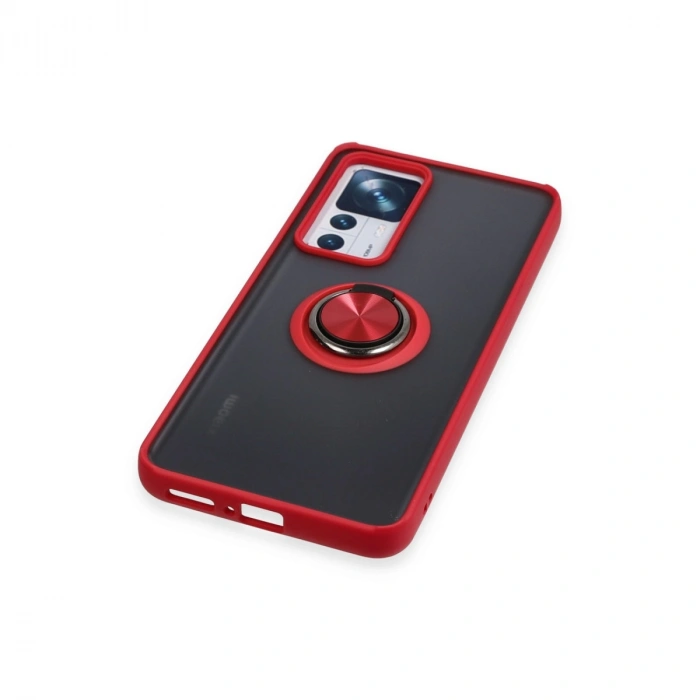 Xiaomi Mi 12t Pro Kılıf Montreal Yüzüklü Silikon Kapak - Kırmızı