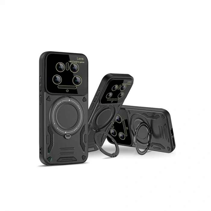 Xiaomi Mi 14 Ultra Kılıf Joy Lens Standlı Kapak - Kırmızı