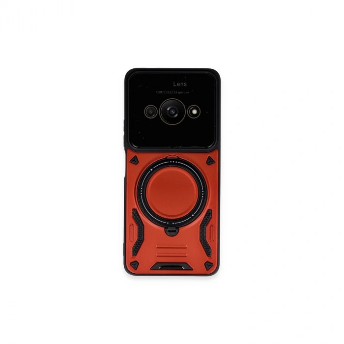 Xiaomi Poco C61 Kılıf Joy Lens Standlı Kapak - Kırmızı