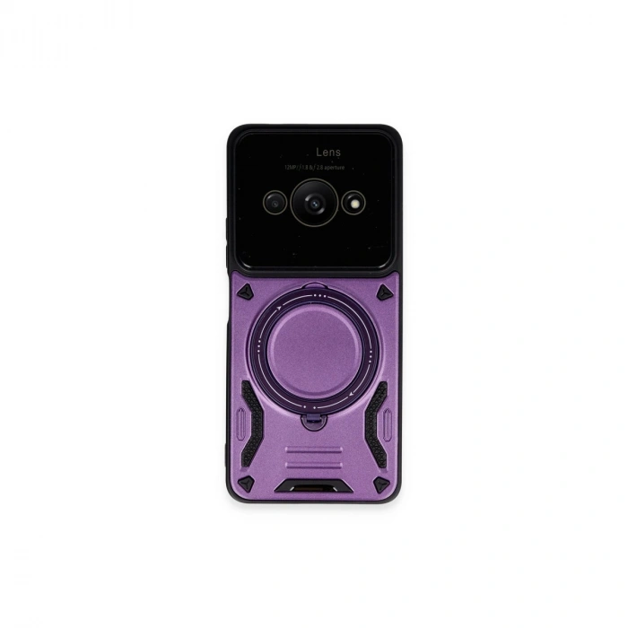 Xiaomi Poco C61 Kılıf Joy Lens Standlı Kapak - Mor