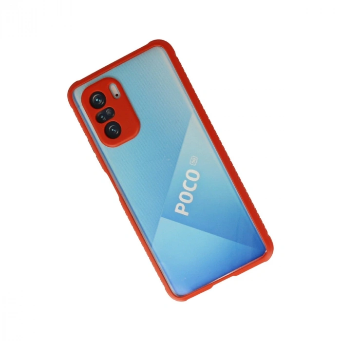 Xiaomi Poco F3 Kılıf Miami Şeffaf Silikon - Kırmızı