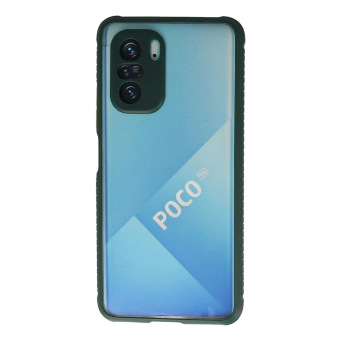 Xiaomi Poco F3 Kılıf Miami Şeffaf Silikon - Koyu Yeşil