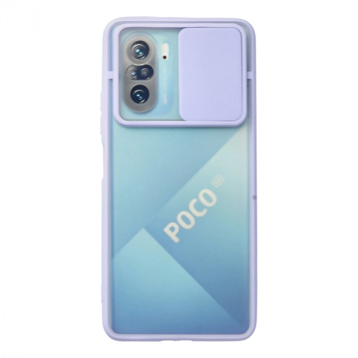 Xiaomi Poco F3 Kılıf Palm Buzlu Kamera Sürgülü Silikon - Lila
