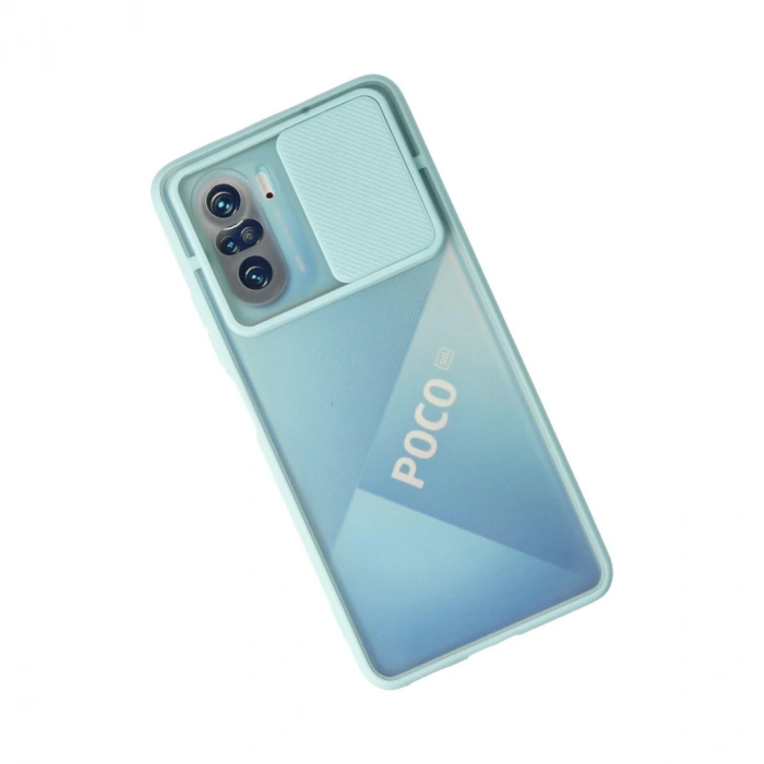 Xiaomi Poco F3 Kılıf Palm Buzlu Kamera Sürgülü Silikon - Turkuaz