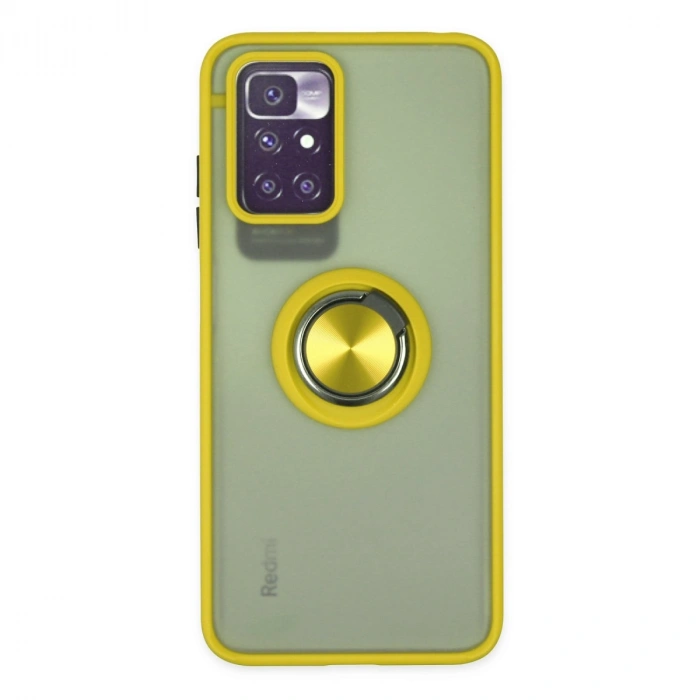 Xiaomi Redmi 10 2022 Kılıf Montreal Yüzüklü Silikon Kapak - Sarı