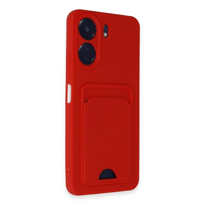 Xiaomi Redmi 13c Kılıf Kelvin Kartvizitli Silikon - Kırmızı