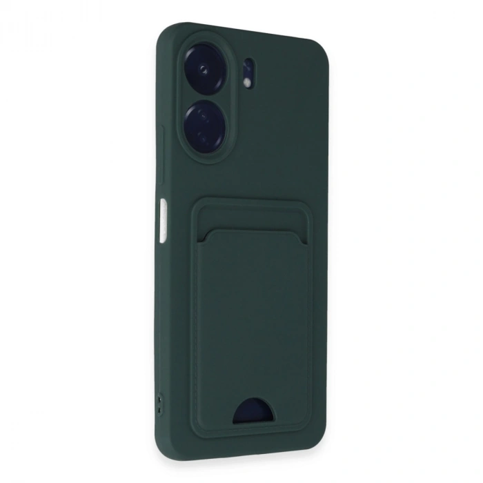 Xiaomi Redmi 13c Kılıf Kelvin Kartvizitli Silikon - Koyu Yeşil