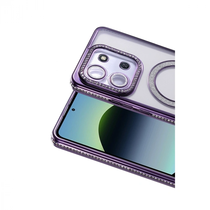 Xiaomi Redmi 15c 4g Joke Simli Magneticsafe Kılıf - Derin Mor