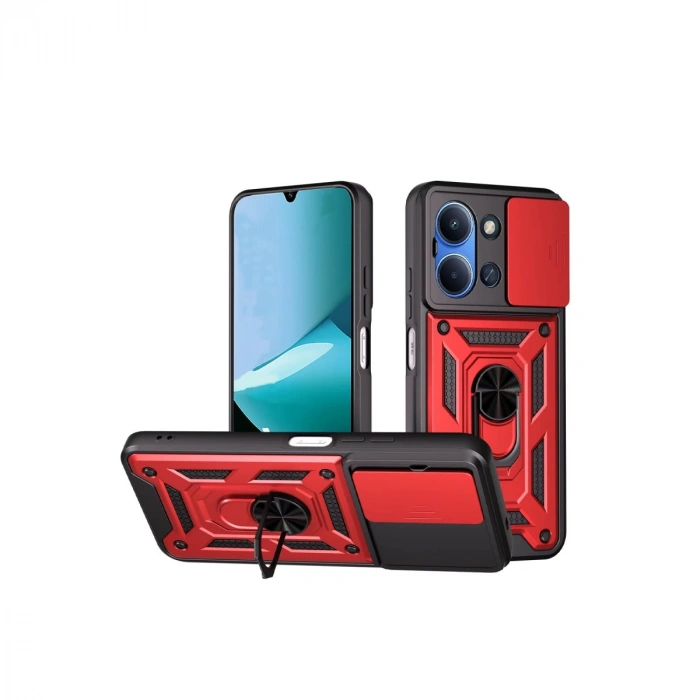 Xiaomi Redmi 15c 4g Pars Lens Yüzüklü Silikon - Kırmızı