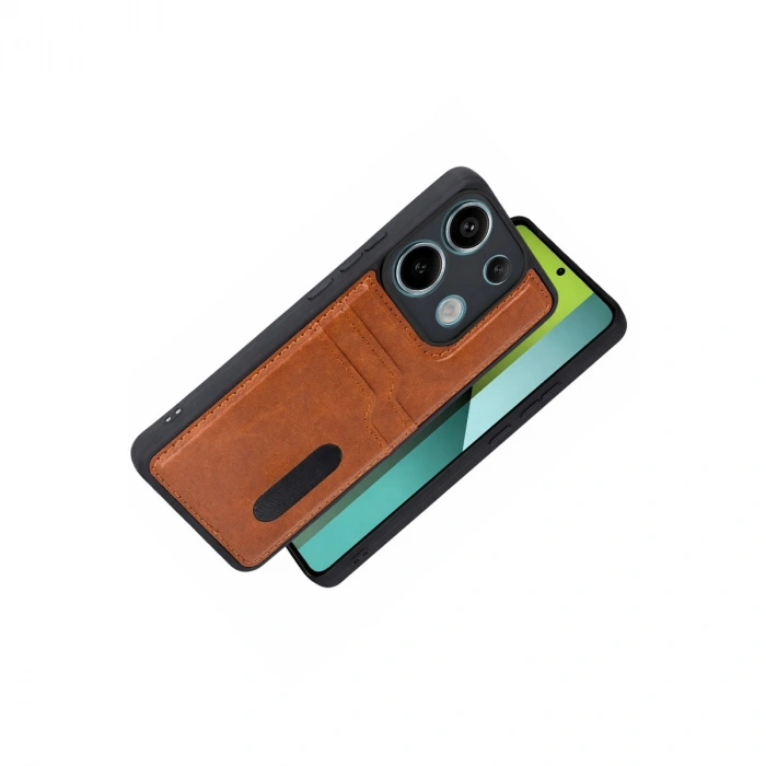 Xiaomi Redmi 15c 4g Sara Kartvizitli Deri Kılıf - Taba
