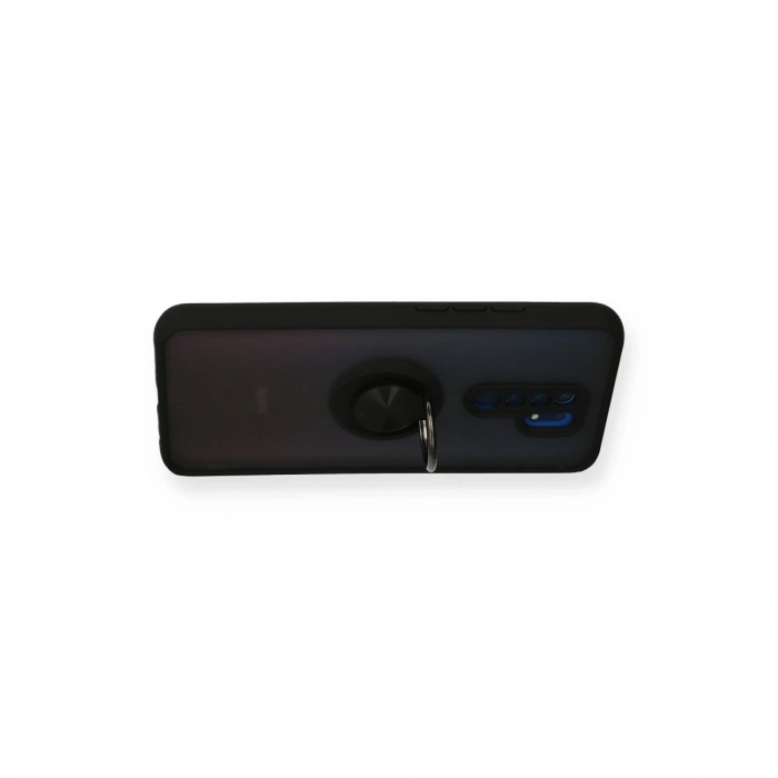 Xiaomi Redmi 9 Kılıf Montreal Yüzüklü Silikon Kapak - Siyah
