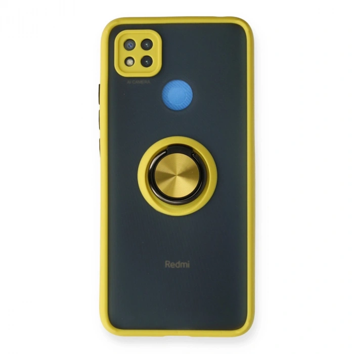Xiaomi Redmi 9c Kılıf Montreal Yüzüklü Silikon Kapak - Sarı