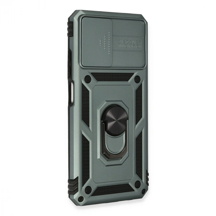 Xiaomi Redmi Note 10 Kılıf Pars Lens Yüzüklü Silikon - Yeşil