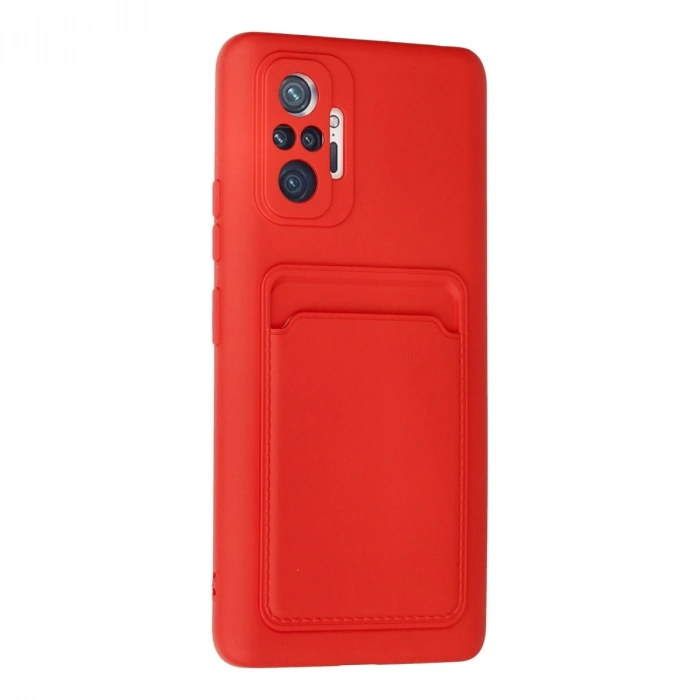 Xiaomi Redmi Note 10 Pro Kılıf Kelvin Kartvizitli Silikon - Kırmızı