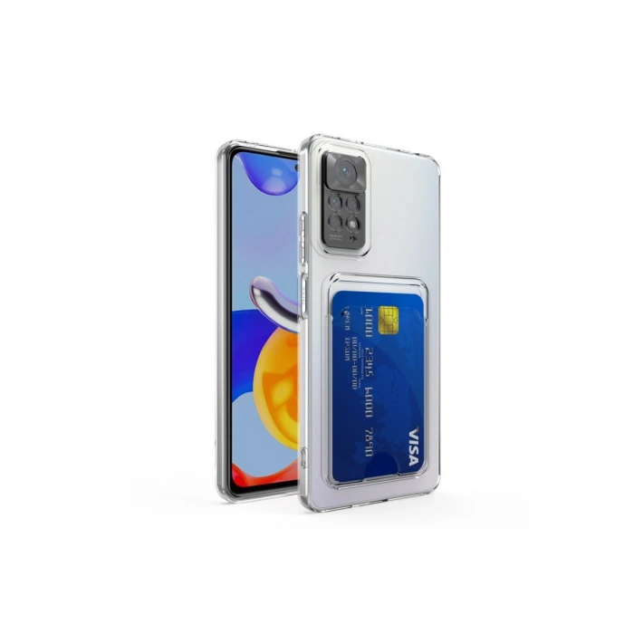 Xiaomi Redmi Note 11 Kılıf Kart Şeffaf Silikon - Şeffaf