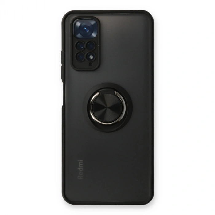 Xiaomi Redmi Note 11 Kılıf Montreal Yüzüklü Silikon Kapak - Siyah