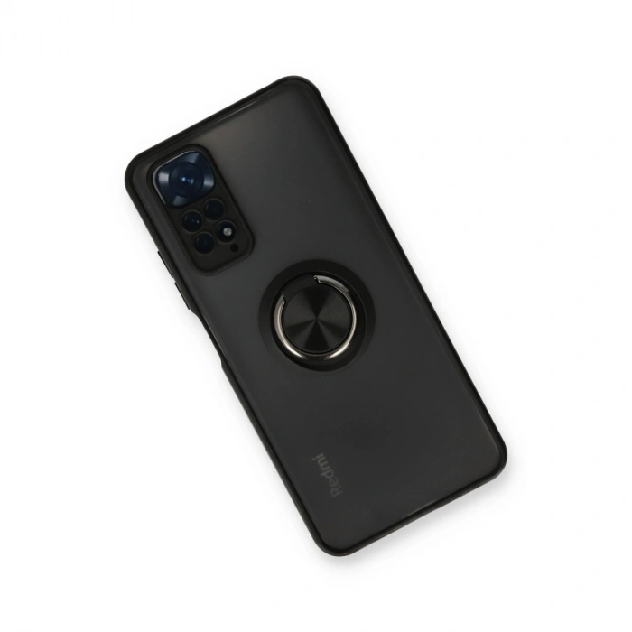 Xiaomi Redmi Note 11 Kılıf Montreal Yüzüklü Silikon Kapak - Siyah