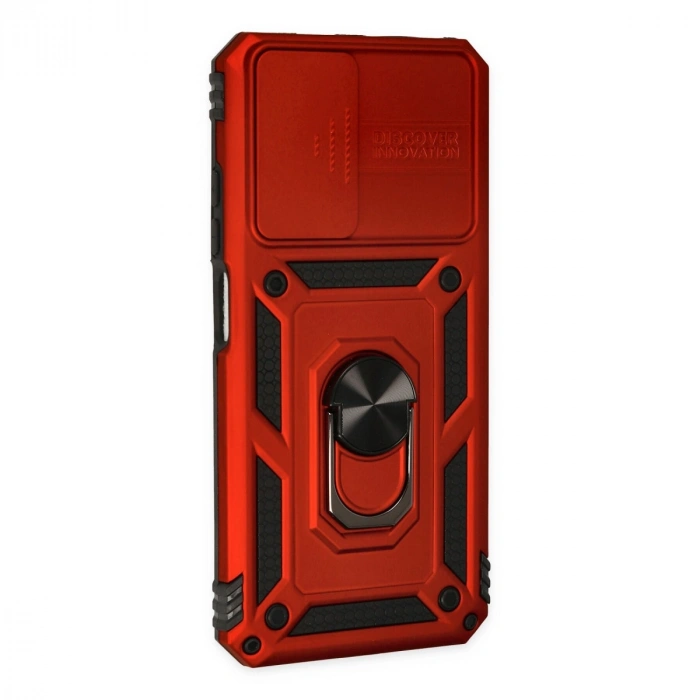 Xiaomi Redmi Note 11 Kılıf Pars Lens Yüzüklü Silikon - Kırmızı