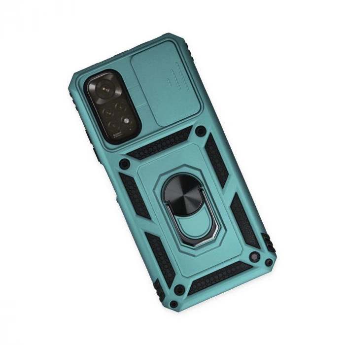 Xiaomi Redmi Note 11 Kılıf Pars Lens Yüzüklü Silikon - Yeşil